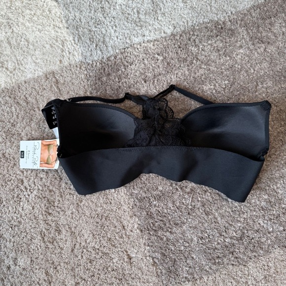 Rene Rofe 2 Demi Slight Push Up Bras 36B Front Close Lace Racerback Nude Black - Picture 5 of 9